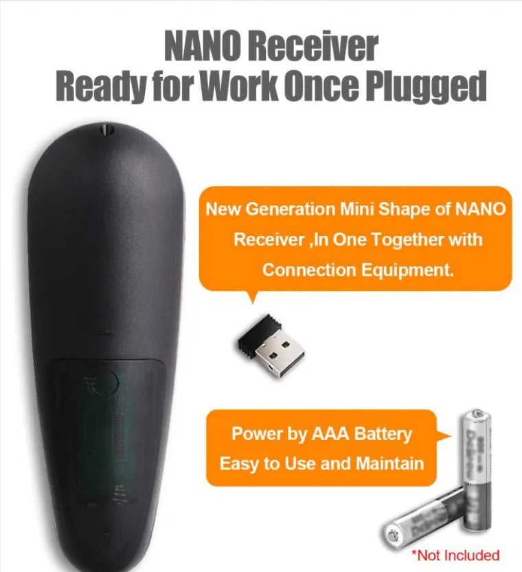 G30 wireless keyboard remote control with air mouse function and nano USB receiver