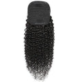 Black real human hair ponytail wig for ladies, dyeable, available in 8 to 26 inch lengths.