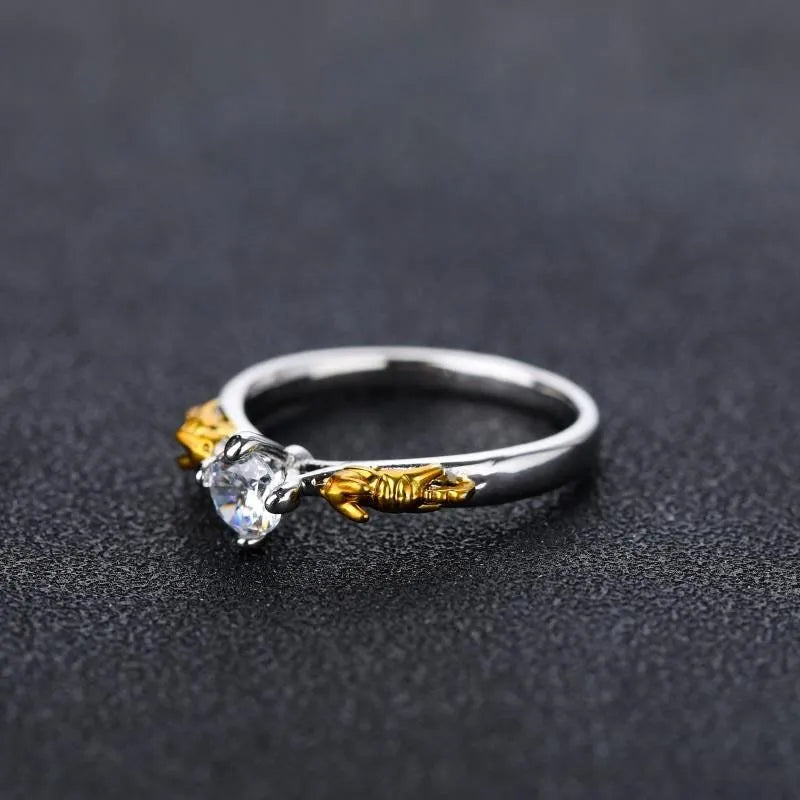 Copper crystal crown ring in black gold colour for cosplay costume jewellery