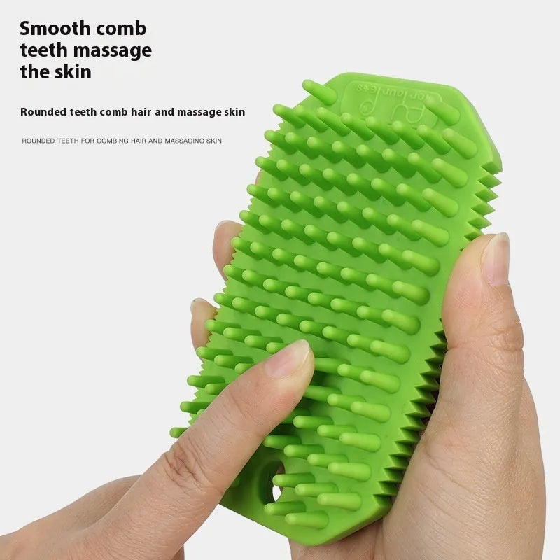 TPR pet bath massage comb for dogs in black – wet and dry hair removal brush with compact 7x2.9x12.1cm size