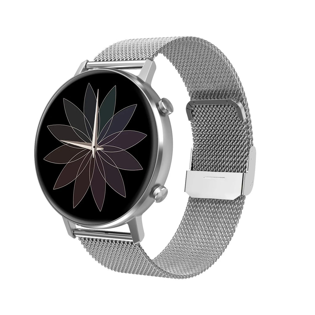 DT96 smart activity tracker bracelet with colour display on a stainless steel strap.