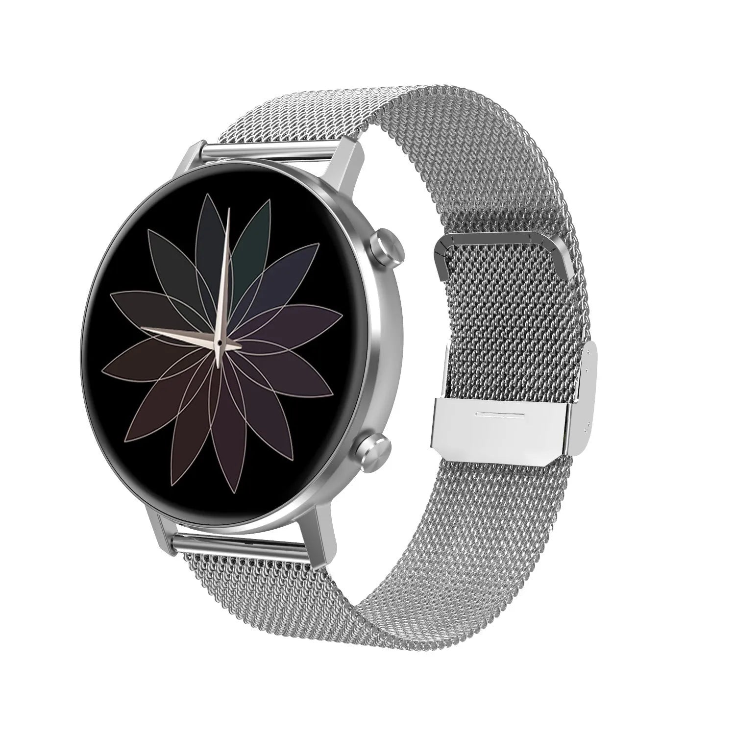 DT96 smart activity tracker bracelet with colour display on a stainless steel strap.