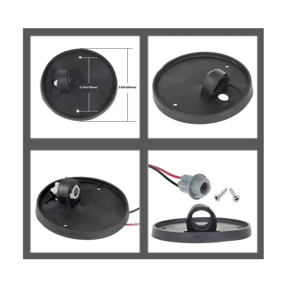 Yellow polycarbonate LED roof cab light with 83mm diameter and rubber-sealed base for truck marker lighting