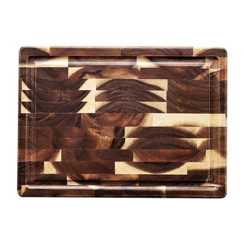 Brown acacia solid wood cutting board with 3cm thickness for kitchen food preparation
