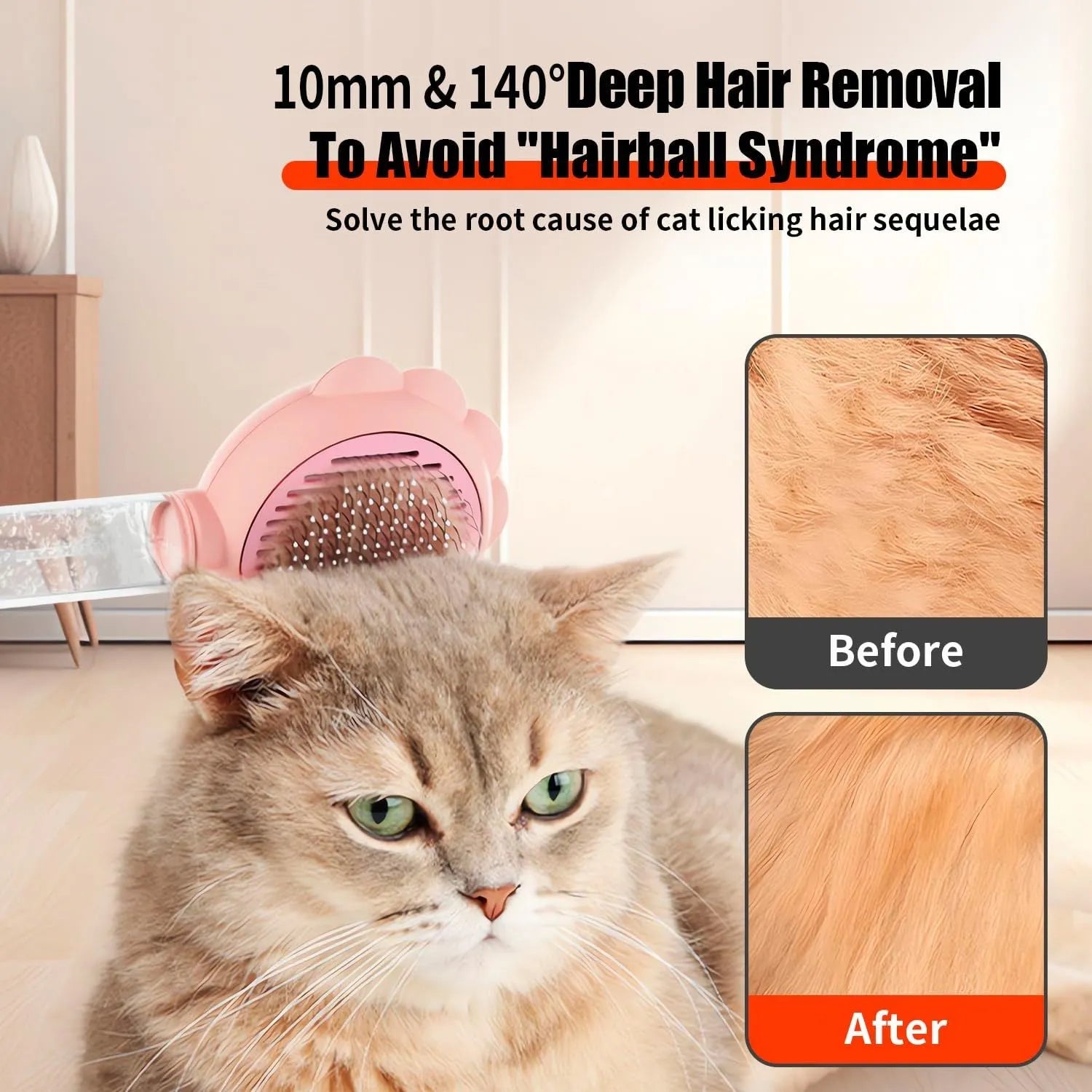 Grey spray cat brush with release button and water spray function on a white background