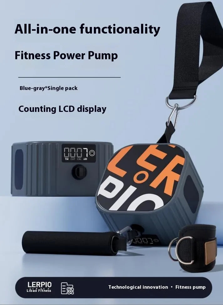 Intelligent adjustable resistance training tensioner with 2-20kg range in blue-grey colour