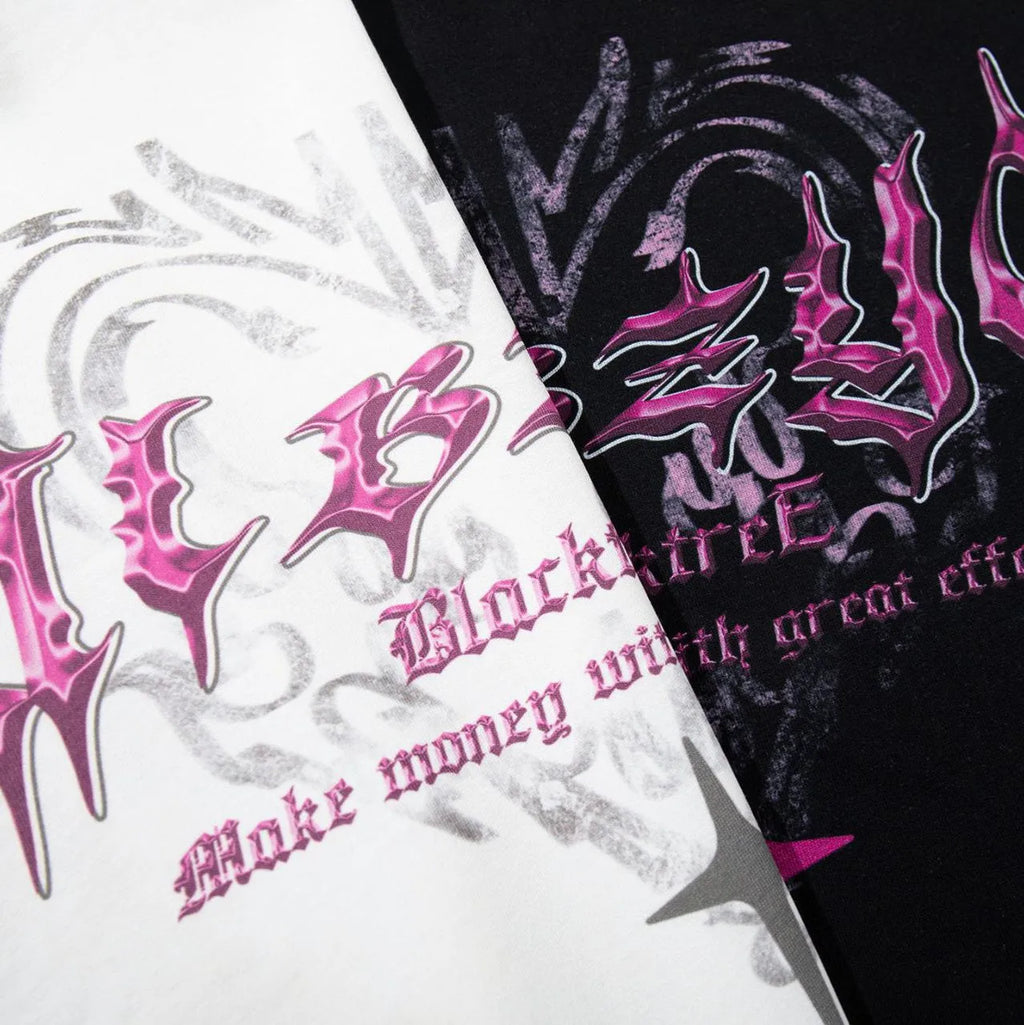 Men's loose fit short sleeve cotton t-shirt in black on a white background