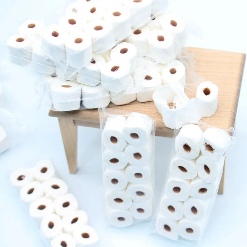 Simulated paper tissue roll model measuring 30x15x80mm for childrens educational play and props