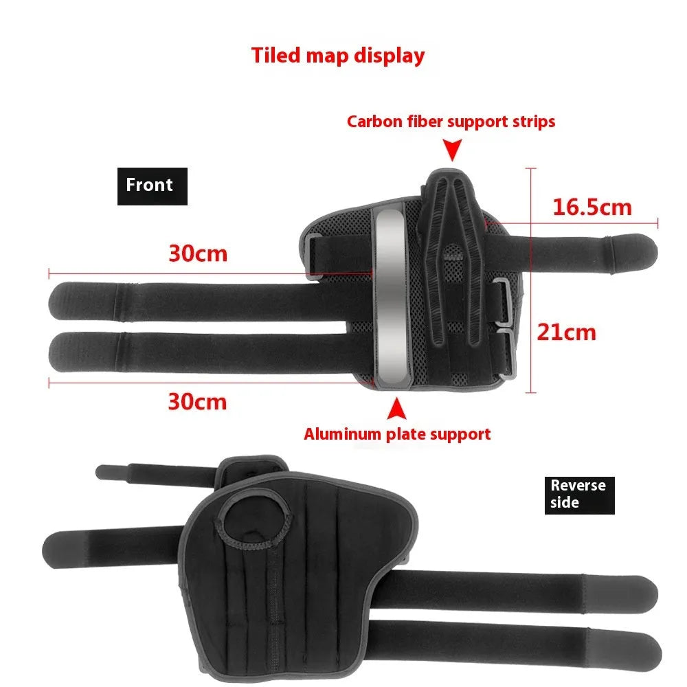 Carbon fibre sports wrist guard with thumb strap in black and grey colour options