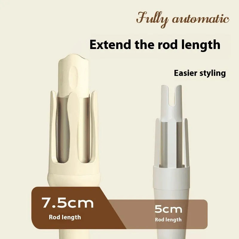 32mm automatic hair curler in white purple colour with wired power cord and plug adapter