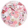 Pink girl heart pattern 3D decorative stickers in light colours with realistic dimensional effects