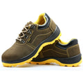 Bronze cowhide steel toe safety shoes with low-cut design and non-slip sole