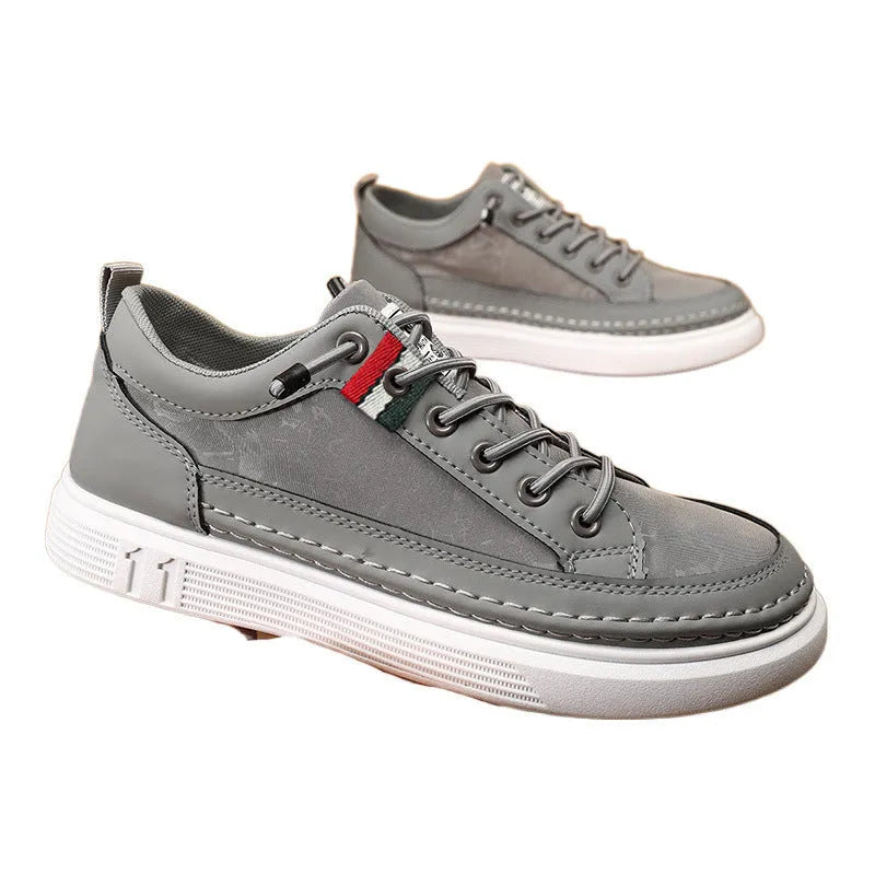 Men's high-cut casual sneakers in black, grey, or green with round toe and PVC sole