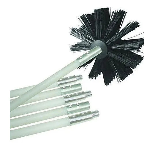 Flexible chimney cleaning brush with nylon bristles on bendable 600mm rod for dryer pipe and boiler cleaning