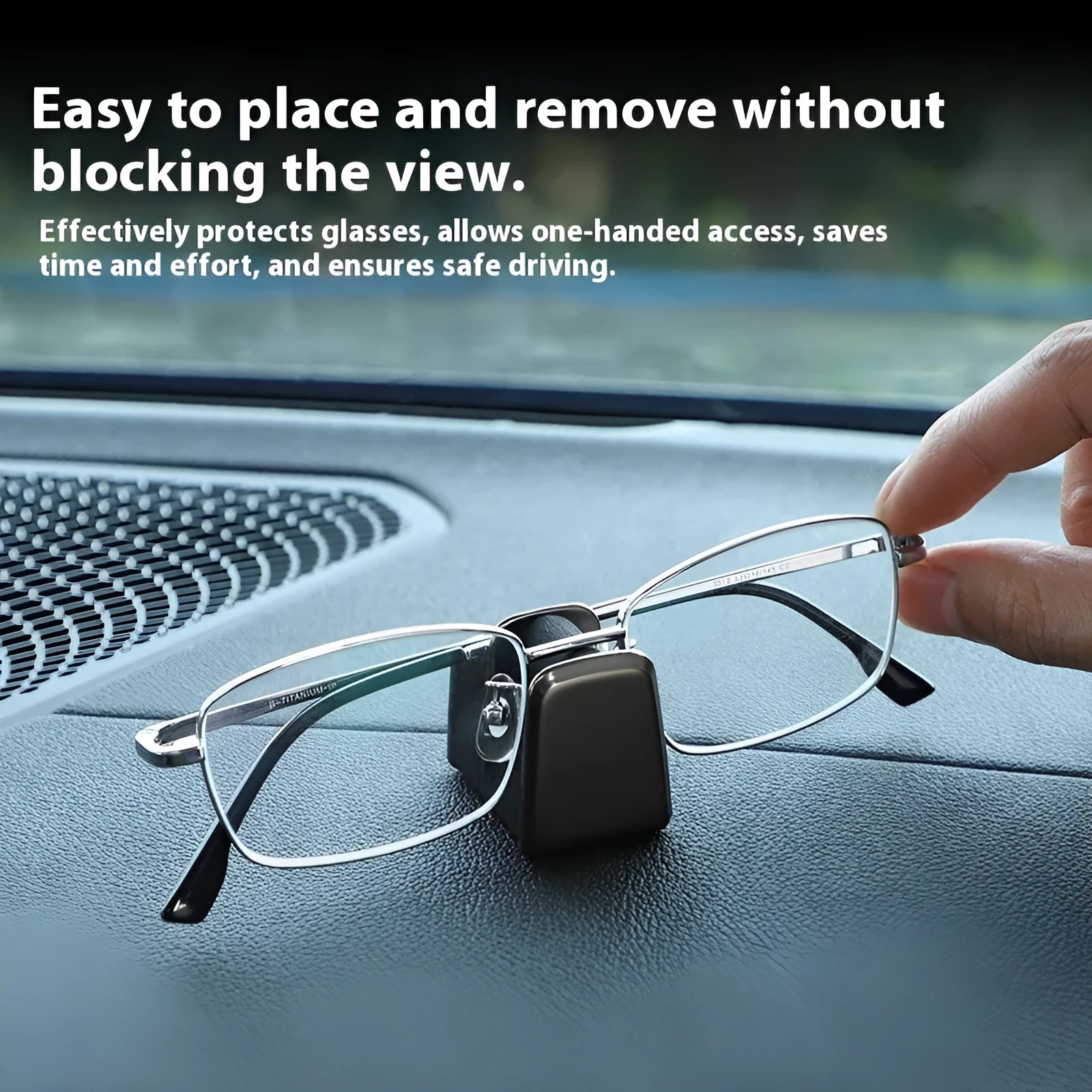 Car dashboard glasses clip holder in four colour options with compact design