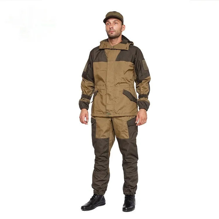 Special Forces tactical mountain battle suit in cotton blend fabric, shown in a camouflage colour option.