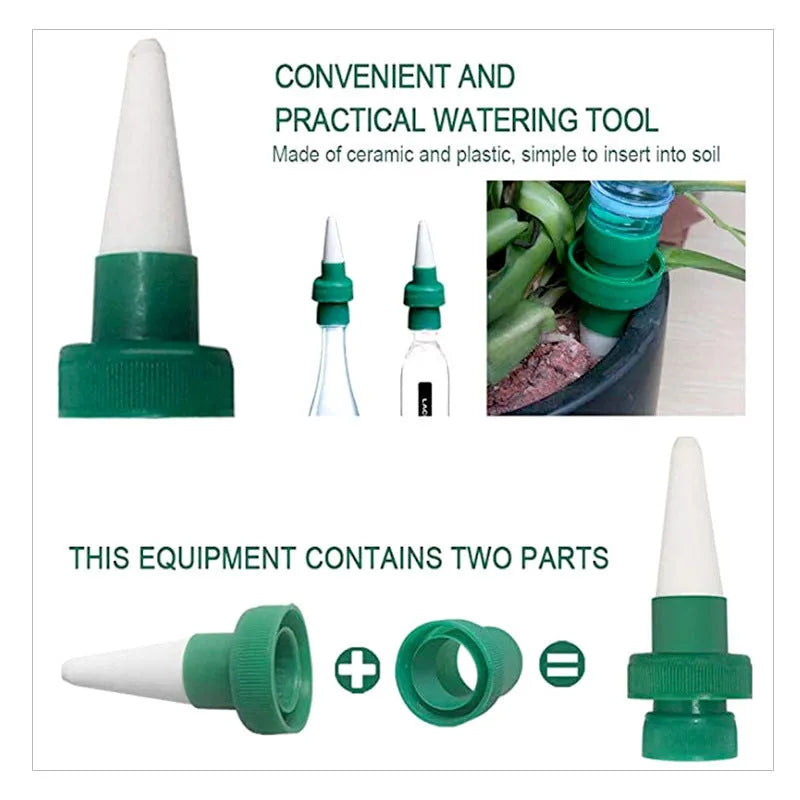 Green ceramic automatic plant watering dripper for cola bottle irrigation system