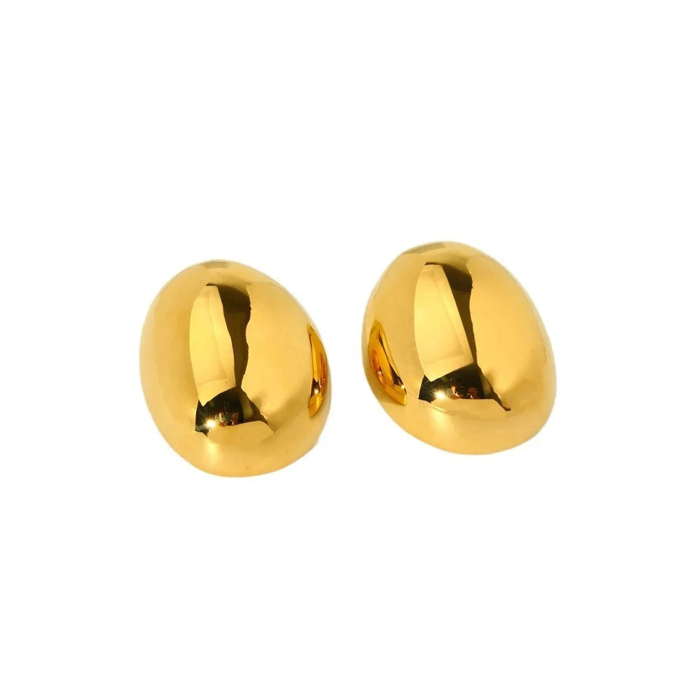 Geometric earrings with exaggerated glazed surface and 18K gold colour electroplated finish