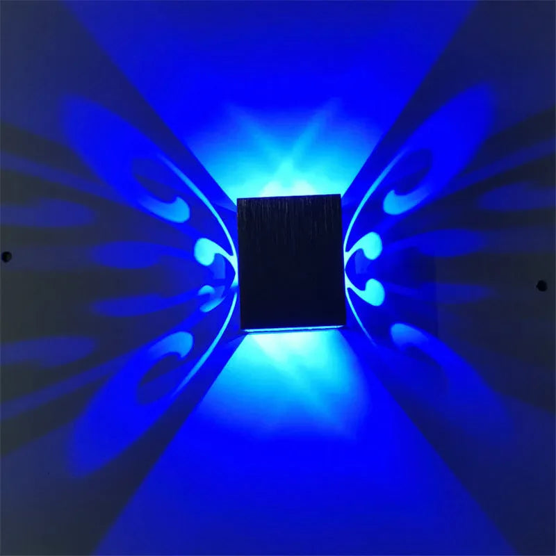 Modern butterfly-shaped wall lamp with aluminium shade and remote control for colour selection