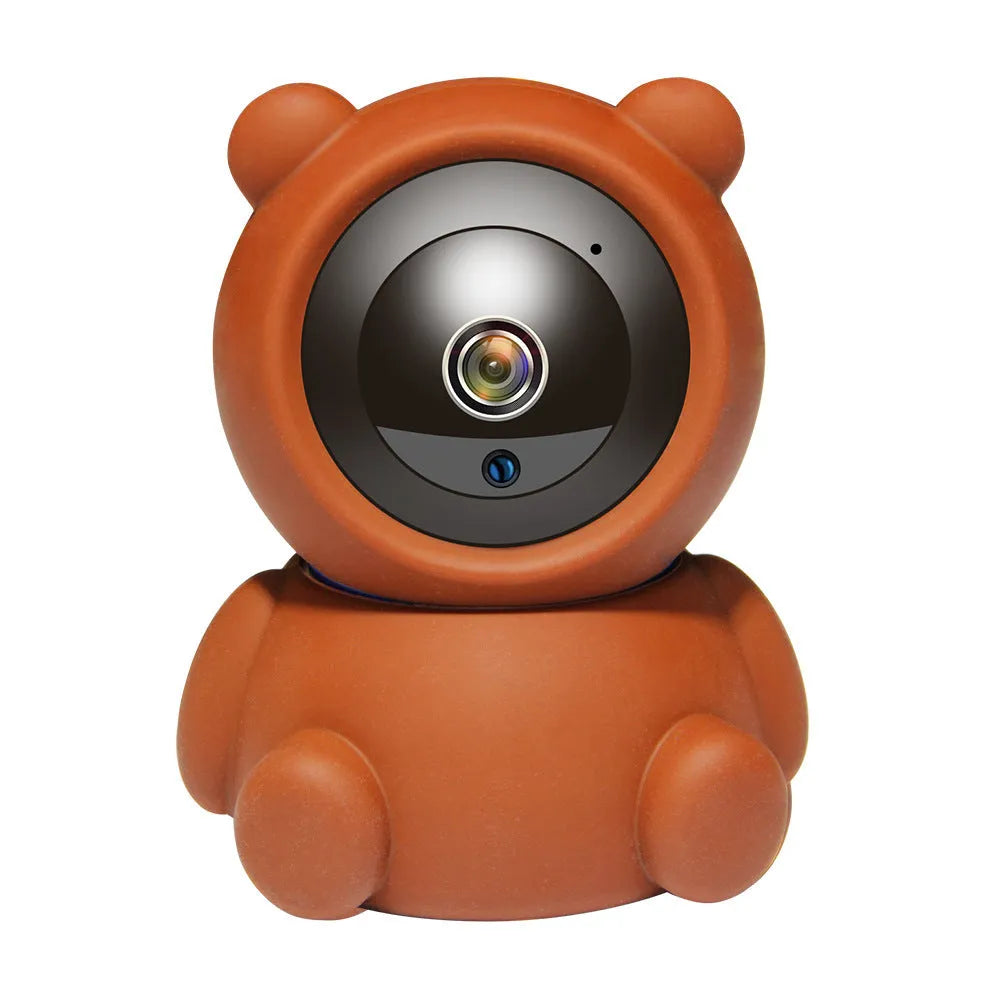 Bear brand white 1080P WiFi security camera with wide-angle lens on a stand