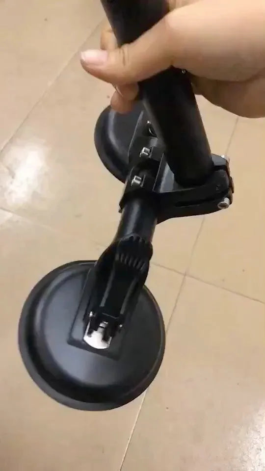 Black car suction cup flagpole base with rubber disc and ABS construction for vehicle window mounting