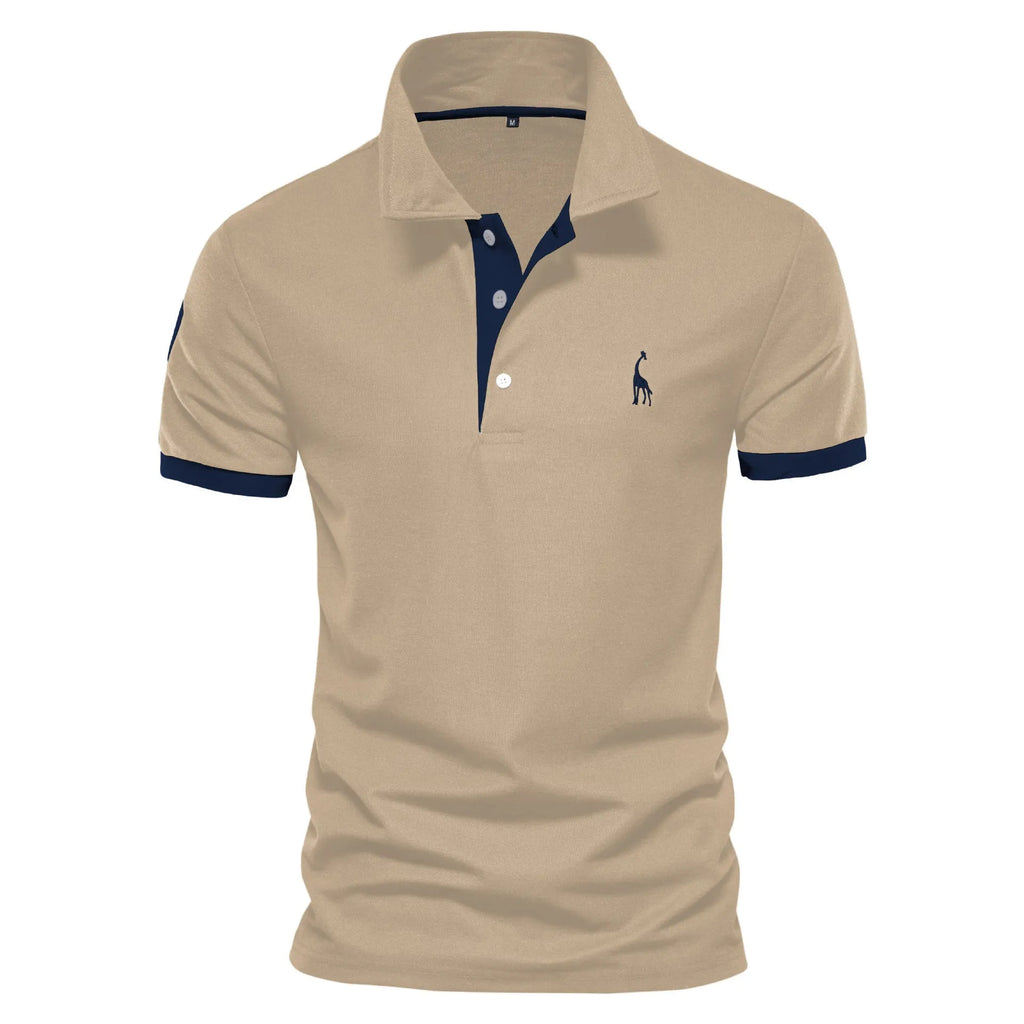 Men's slim fit embroidered short sleeve t-shirt in a cotton blend fabric.