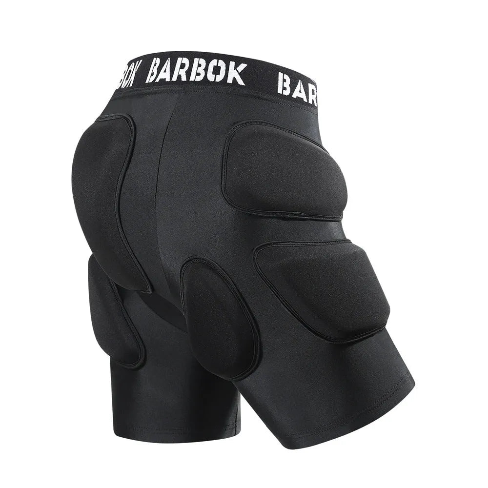 Black spandex hip protection pants with NBR foam padding for roller skating and skiing safety