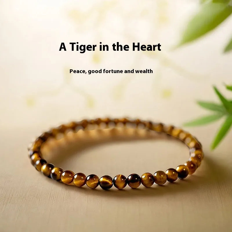 New Chinese style Tigereye bracelet with manual round geometric beads in 4mm, 6mm, or 8mm sizes