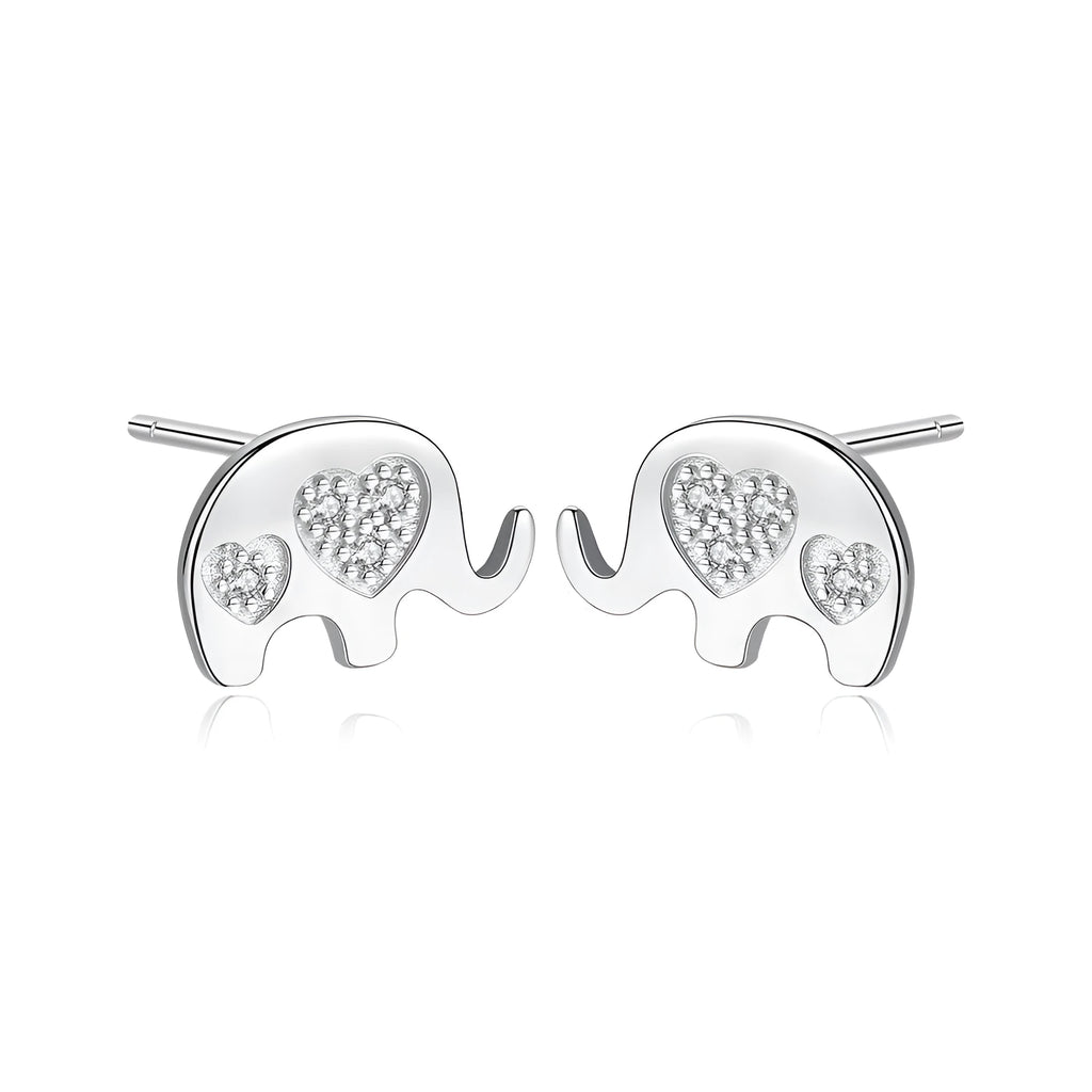 Geometric silver Korean ladies earrings with gem setting, in gold and silvery colours.