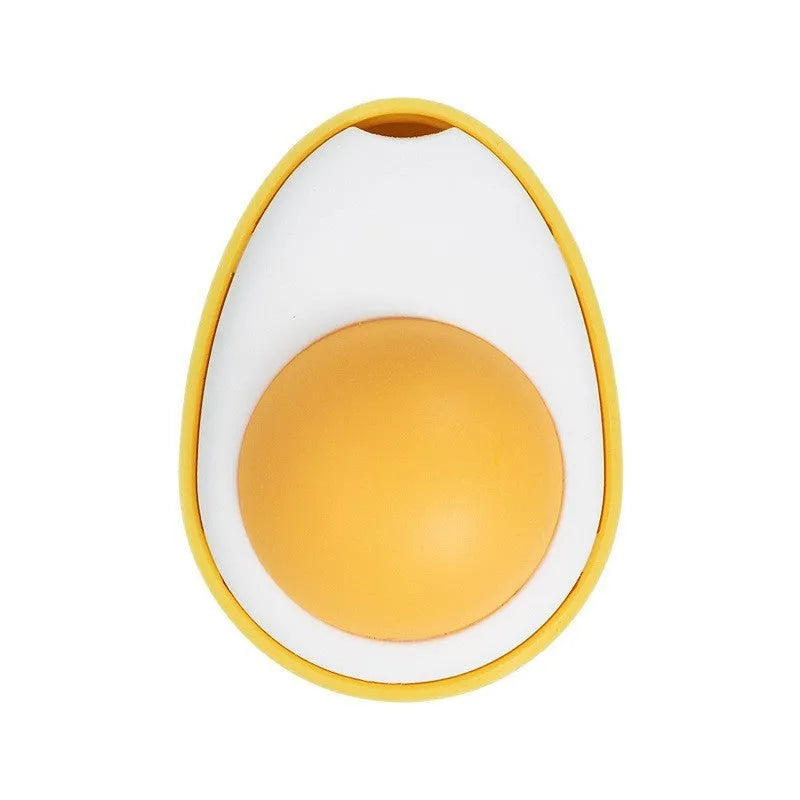 Catnip ball toy in fried egg and poached egg shapes with adhesive backing for wall and floor play