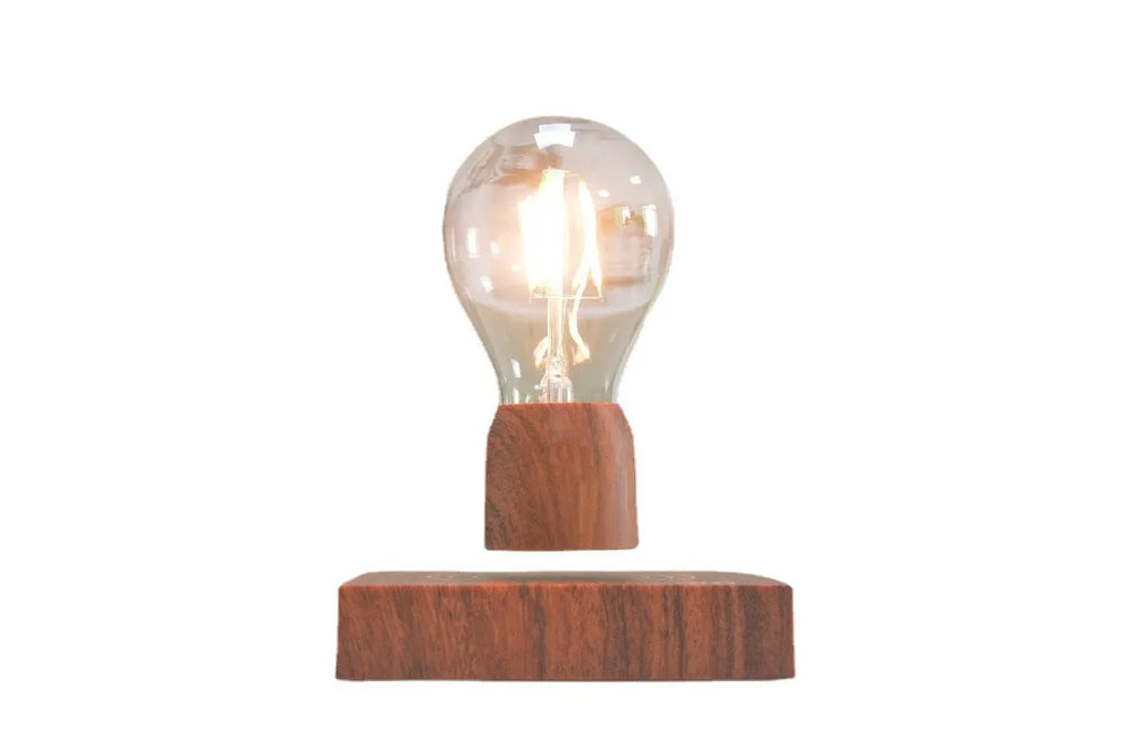 Magnetic levitation floating light bulb on an imitation wood base with multiple international plug options