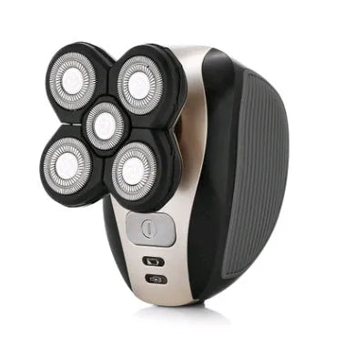 Black men's 5-in-1 rechargeable shaver with ABS body, blade and cutter head, body wash cleaning