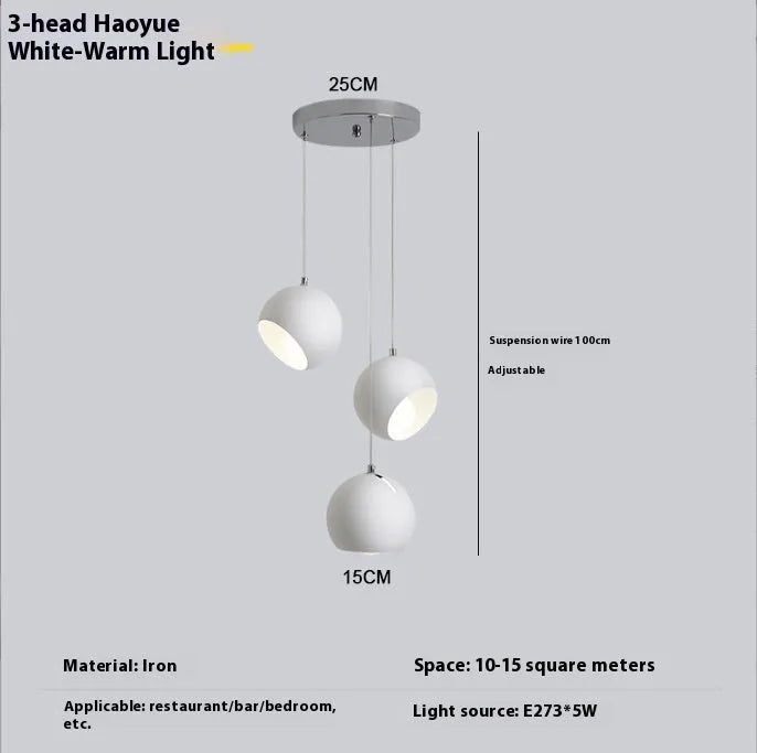Post-modern ball chandelier in Obsidian Black or Moon White with Nordic style for living room
