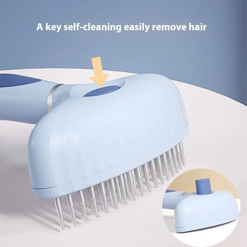 Stainless steel double row pet grooming comb for dog hair removal in Apple White or Azure Light Blue