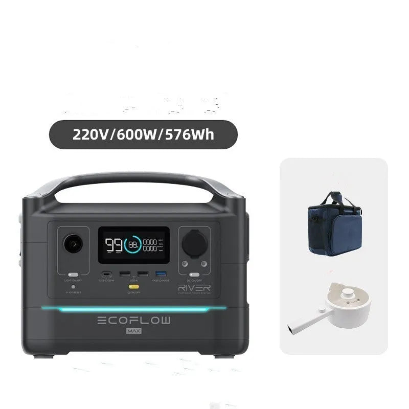 Rui Pro 720Wh portable power station with LCD display and multiple output ports on front panel.