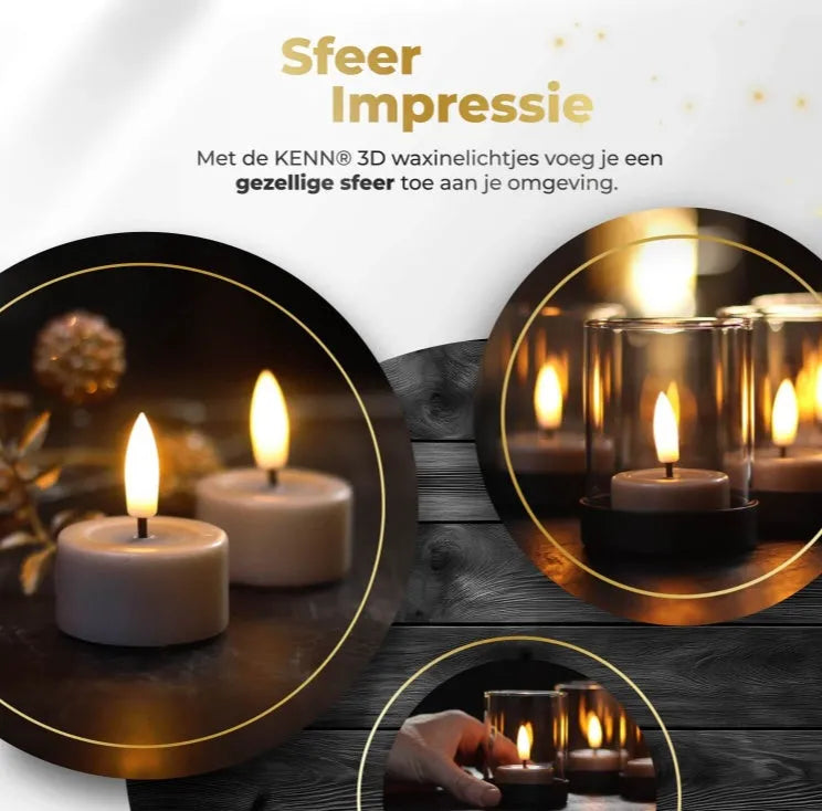 Taupe coloured S10 LED tealight candle with a realistic 3D flame effect.