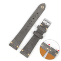 Small waist genuine suede leather watch strap in brown, blue, gray and Army Green colours