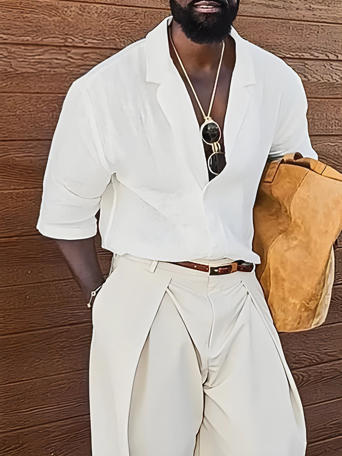 Men's white linen casual short-sleeved shirt, regular fit, plain design, sizes XS to 2XL.