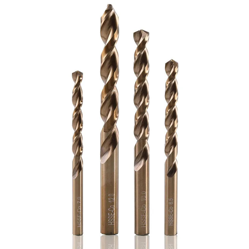 Stainless steel straight shank drill bits in sizes 1mm to 10mm for metal, iron and aluminium