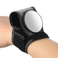 Black nylon bicycle rear-view mirror showing wrist and handlebar mounting options