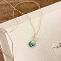 Women's skirt and joker design pendant necklace with coloured glaze on cotton linen clavicle chain