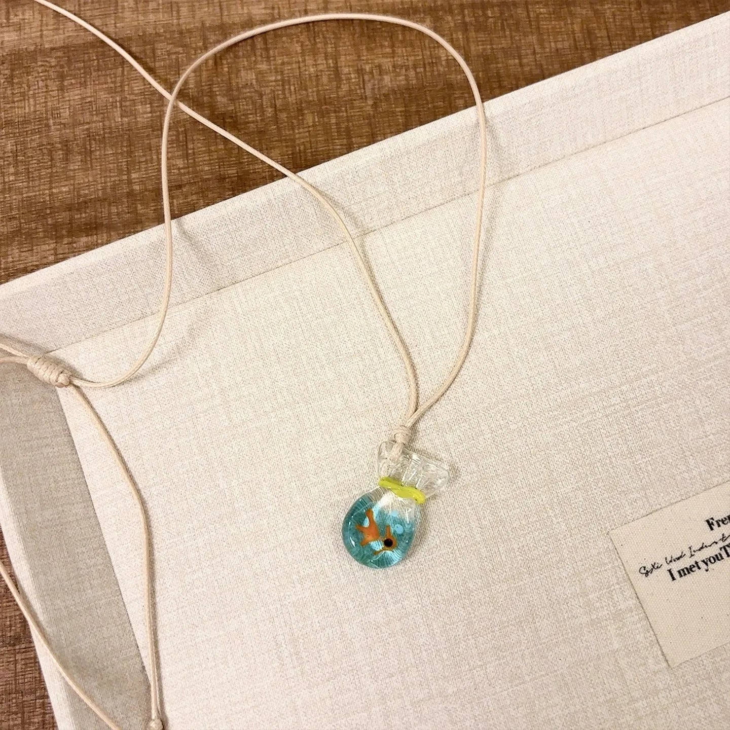Women's skirt and joker design pendant necklace with coloured glaze on cotton linen clavicle chain