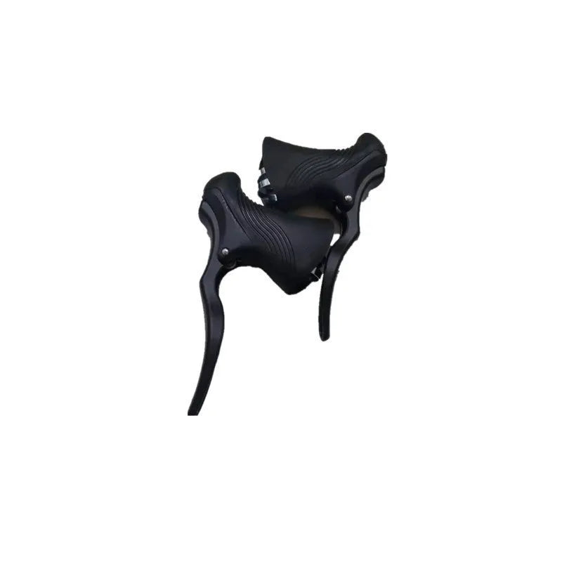 A pair of aluminium alloy road bicycle brake levers shown in black and black/silver colour options.