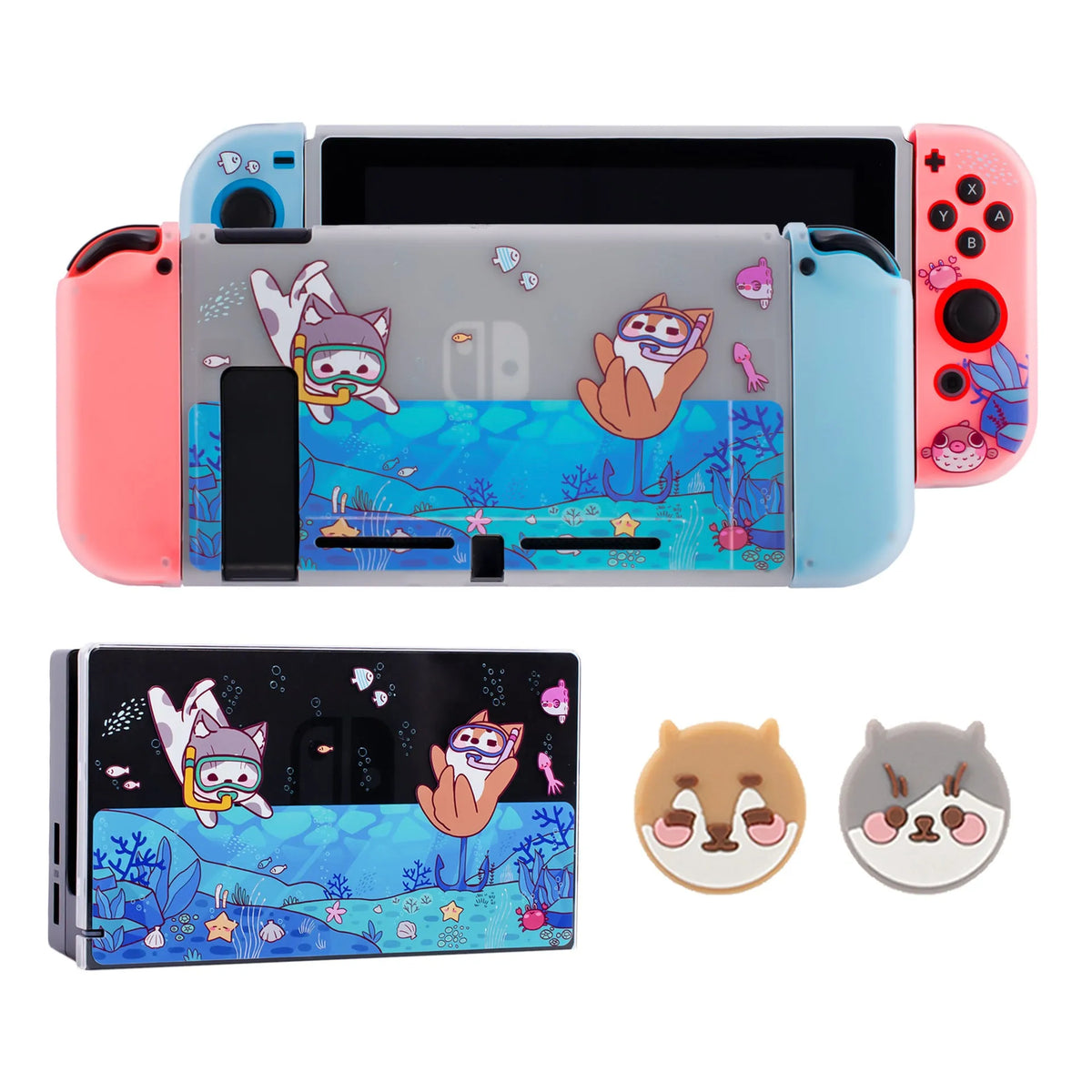 Pawdiary Nintendo Switch Oled protective case in Seabed Discovery colour design