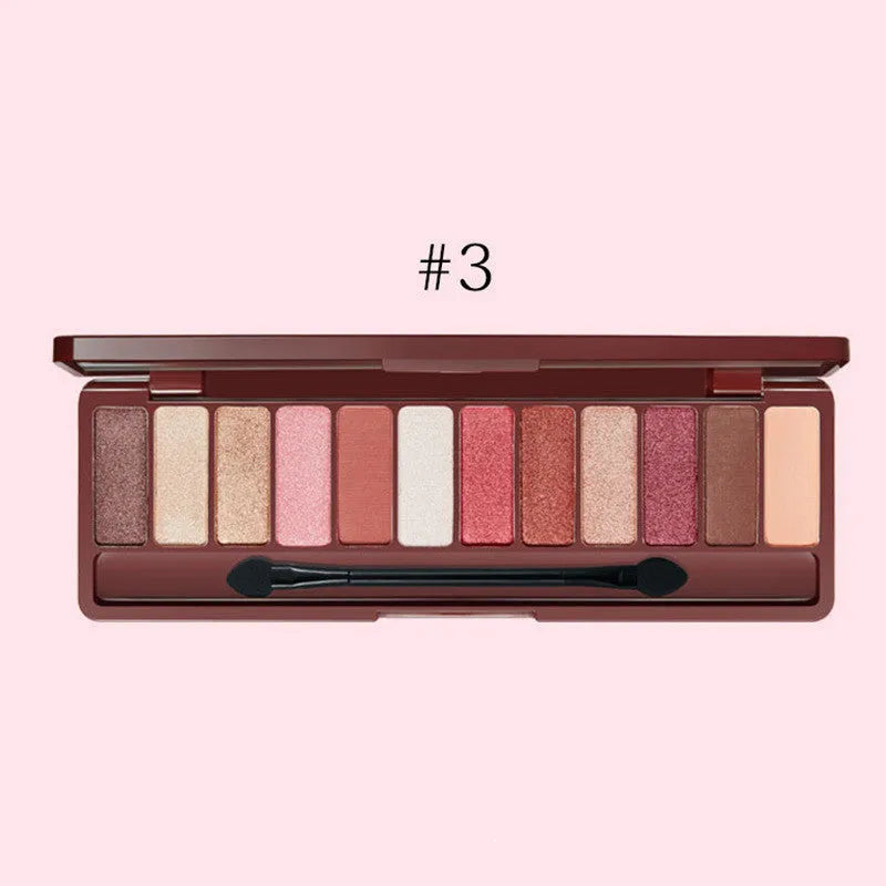 12-colour eyeshadow palette in compact 15.2 x 5 x 11 cm case for beginner nude makeup