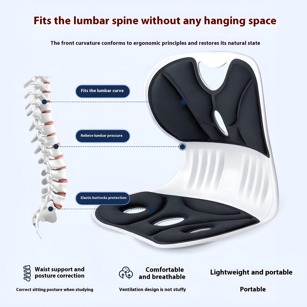 Grey free size lumbar support cushion for chair seating