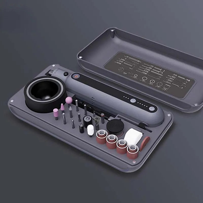 Mini electric grinding and polishing machine set with lithium battery and speed adjustment