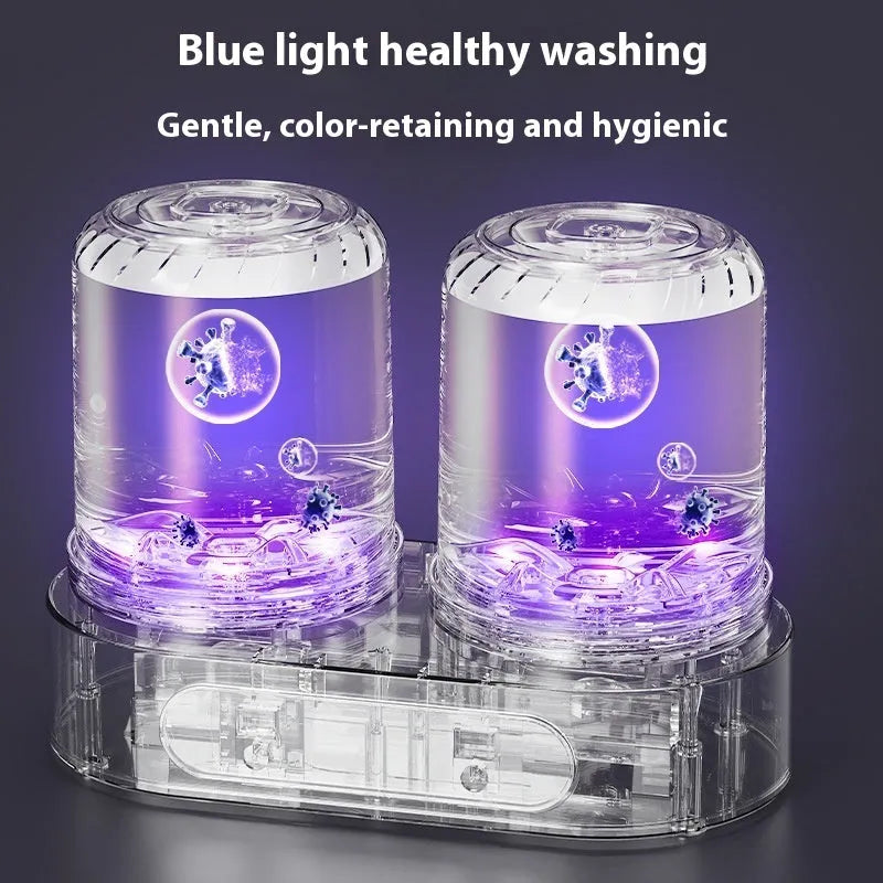 White double bucket USB mini washing machine for underwear and small garments.