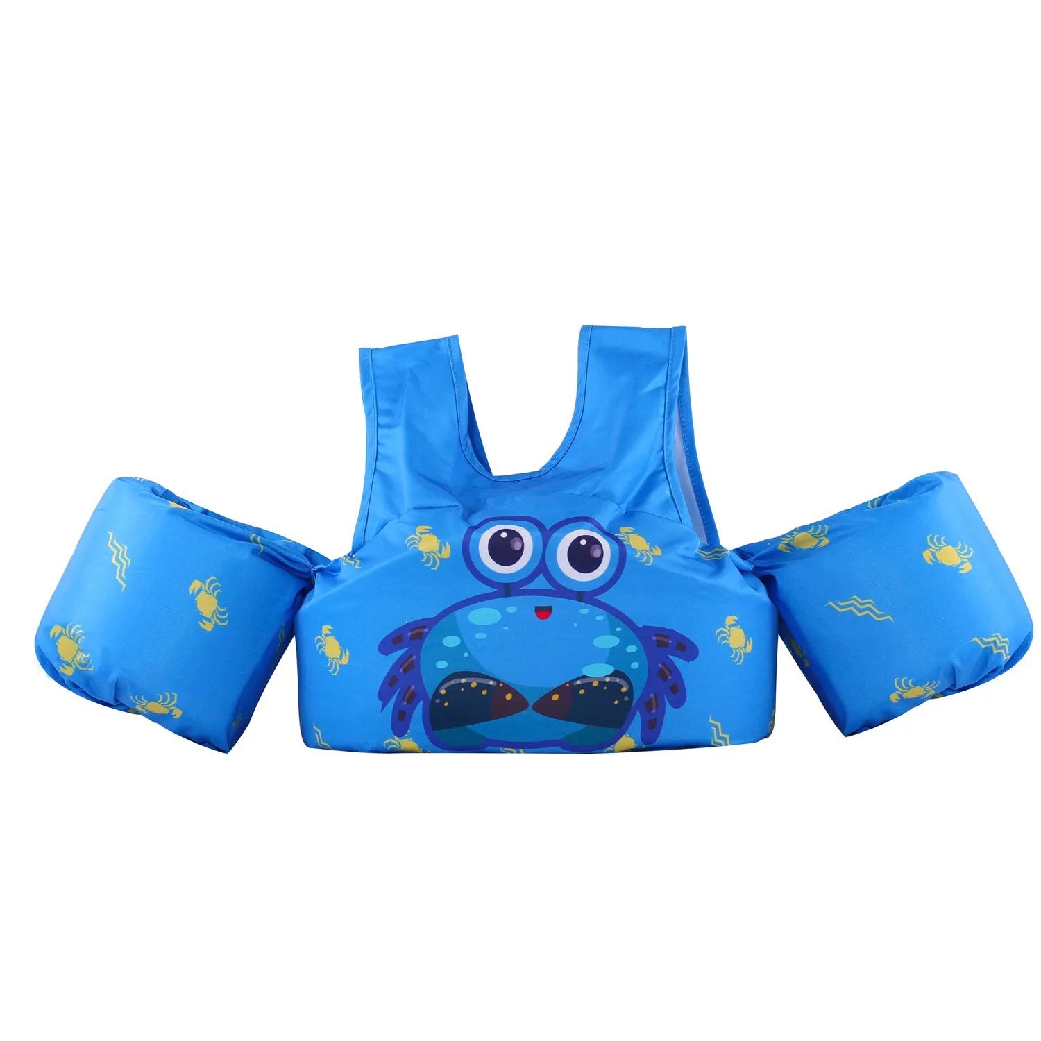 Children's polyester swimsuit with integrated lengthened arm swimming ring in cartoon pattern