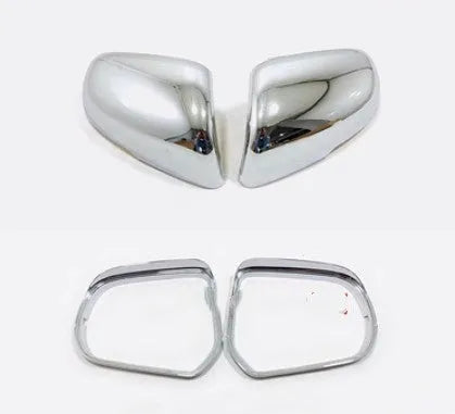 Car rearview mirror protection covers in electroplated silver and carbon fibre black finishes